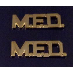M.F.D. 1/2" Polished Gold Collar Pins with periods